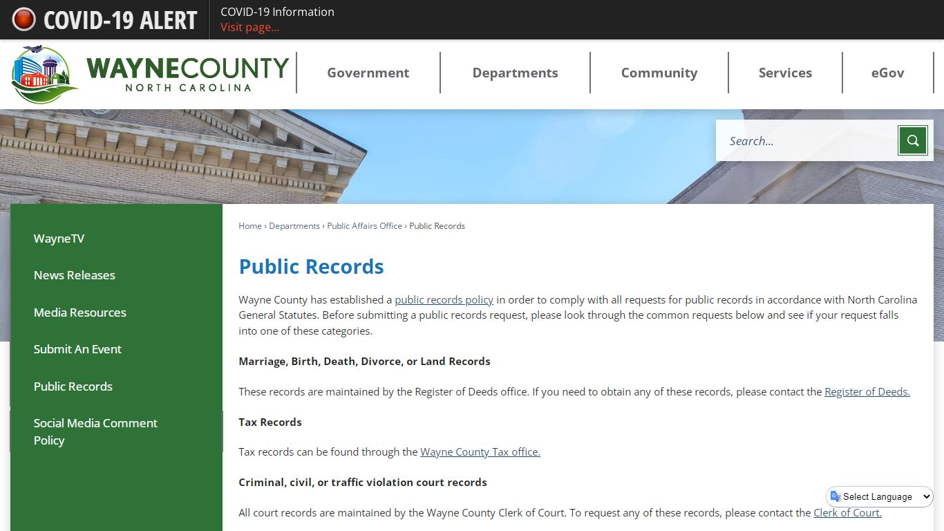 Public Records | Wayne County, NC