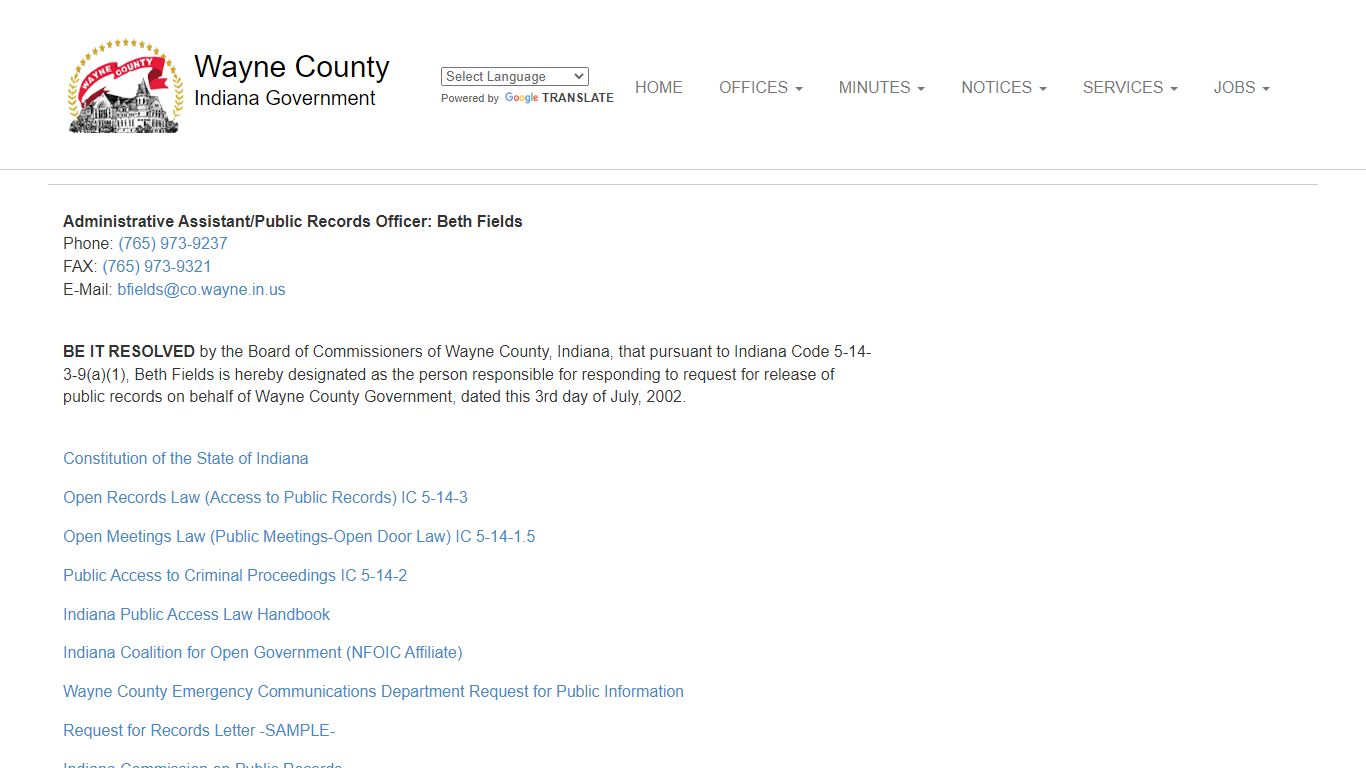 Wayne County Public Record Requests